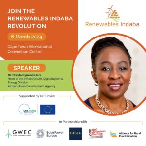 Le 6 mars 2024, à 10 heures (SAT), le Dr.Towela Nyirenda-Jere, éminente experte en énergies renouvelables, participera au Renewables Indaba.