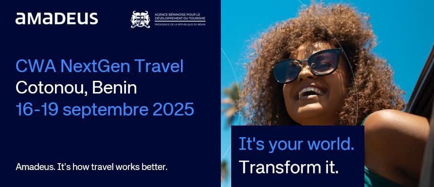 Du 16 au 19 septembre 2025, Cotonou accueille le CWA NextGen Travel, sommet stratégique du tourisme africain organisé par Amadeus